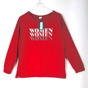 Women's Graphic Tee Shirt 1XL Rust Long Sleeve "Women Women Women" Christmas